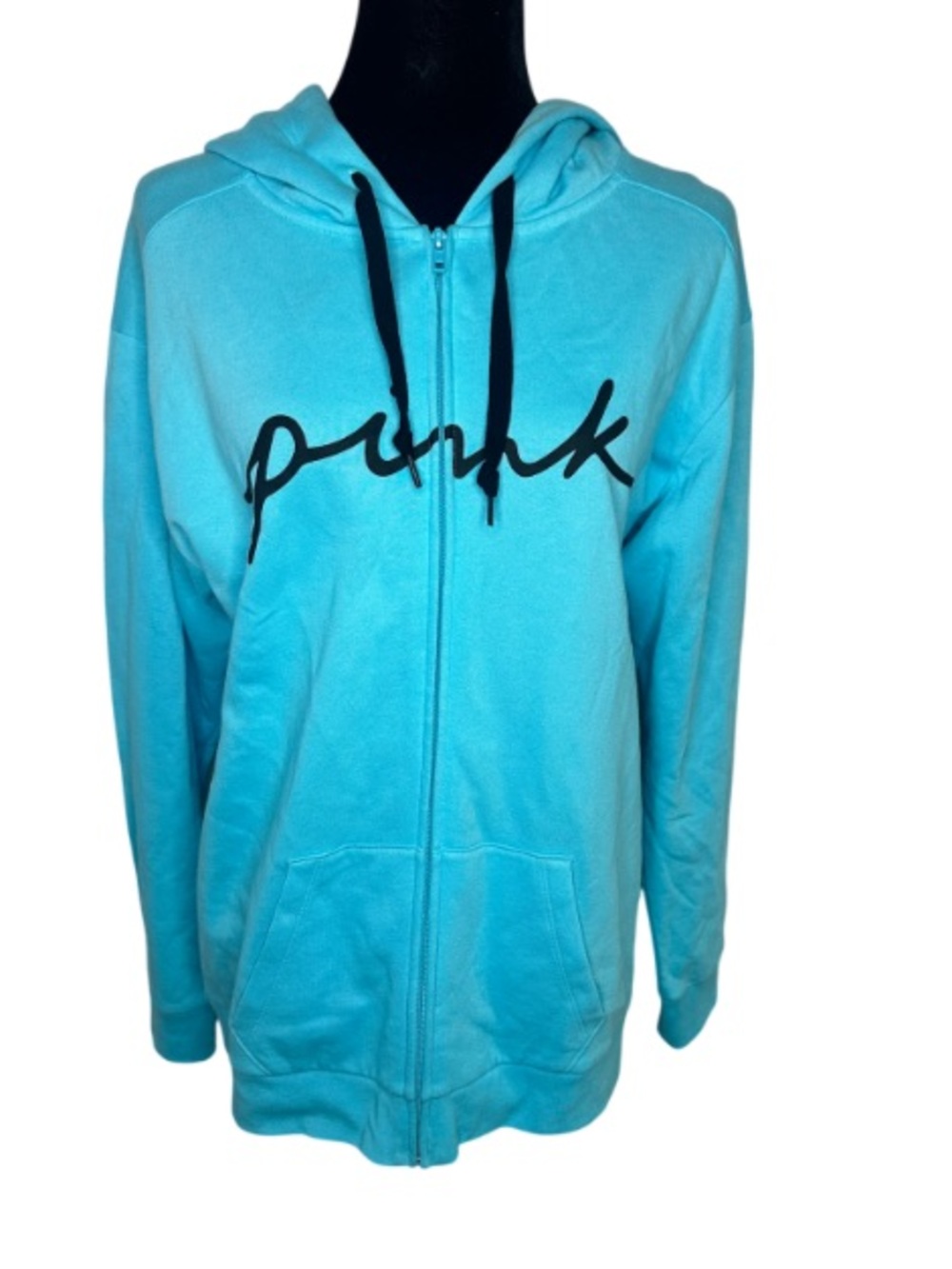PINK Zip-Up Hoodie in Aqua Blue Size Small